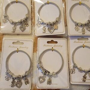 Silver Or Gold Stretch Charm Bracelet